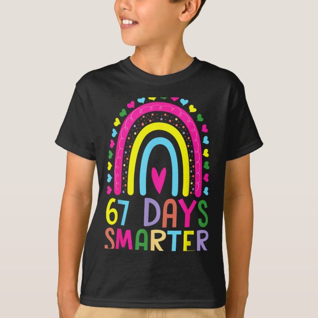 T-shirt 67th Day Of School Teacher 67 Days Smarter Rainbow (Devant)