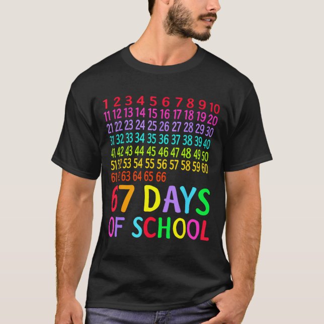 T-shirt 67th Day Of School Teacher Kids 67 Math Numbers 10 (Devant)