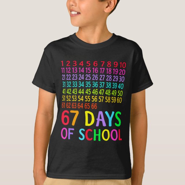 T-shirt 67th Day Of School Teacher Kids 67 Math Numbers 10 (Devant)