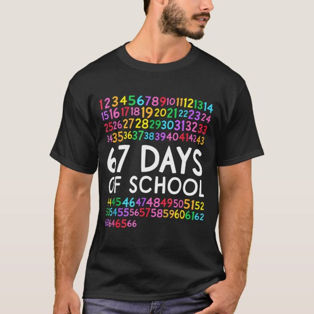 T-shirt 67th Day Of School Teacher Kids 67 Math Numbers 10 (Devant)