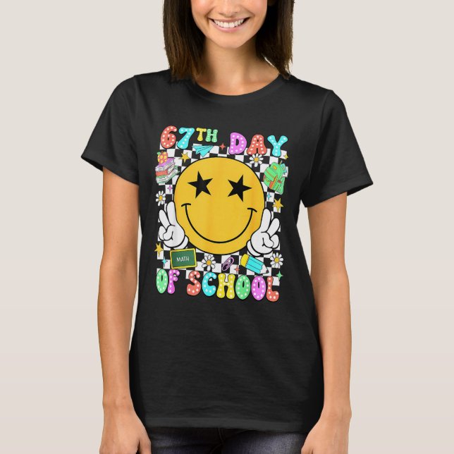 T-shirt 67th Day Of School Teacher Kids 67 Smile Face 100t (Devant)