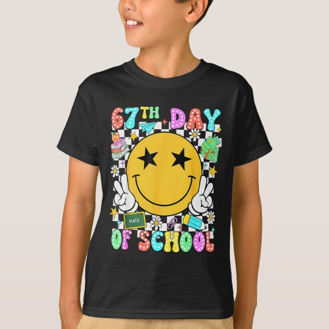 T-shirt 67th Day Of School Teacher Kids 67 Smile Face 100t (Devant)