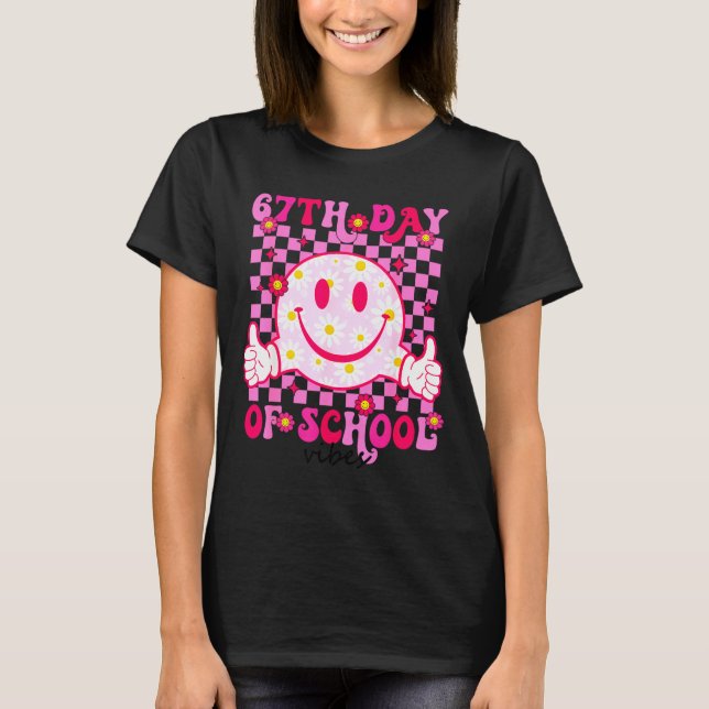 T-shirt 67th Day Of School Vibes 67 Meme Cute Smile Face T (Devant)