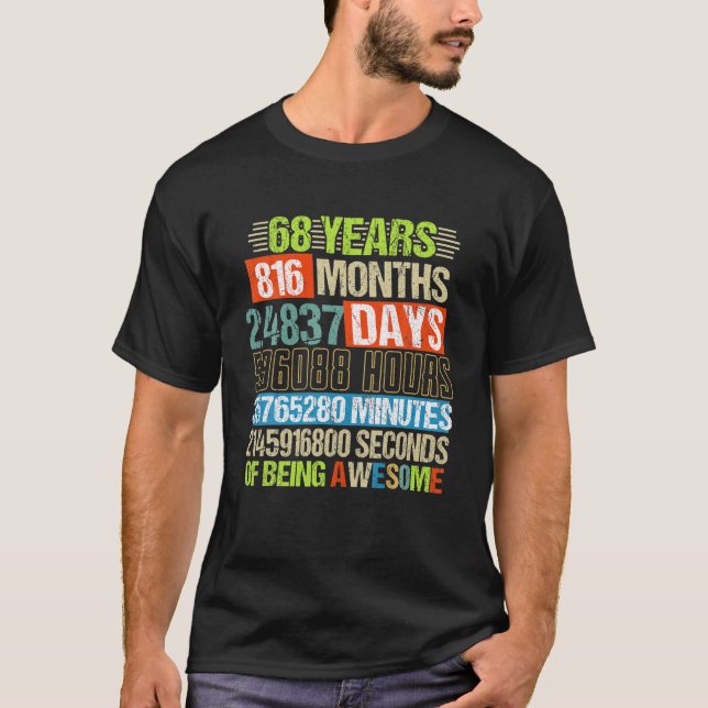 T-shirt 68 Years 816 Months Of Being Awesome 68Th Birthday (Devant)