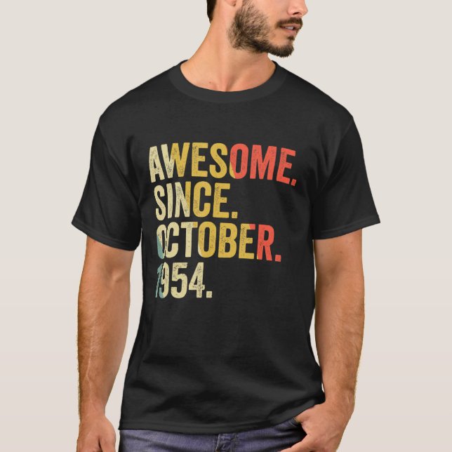 T-shirt 68 Years Old 68th Birthday Awesome Since October (Devant)