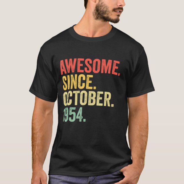 T-shirt 68 Years Old Awesome Since October 1954 (Devant)