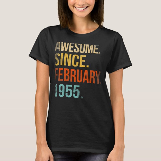T-shirt 68e Anniversaire Cadeaux 68 Ans Awesome depuis Fév (Devant)