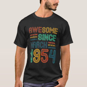 T-shirt 68E Anniversaire Cadeaux Étonnant Depuis Mars 1954