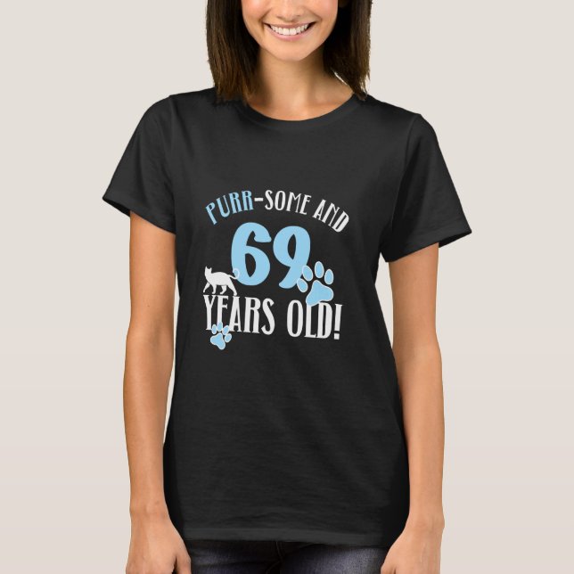 T-shirt 69e anniversaire 69 ans maman de chat amoureuse de (Devant)