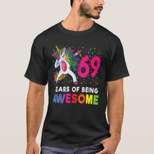 T-shirt 69E Anniversaire Dabbing Unicorn Party Don 69 Ans