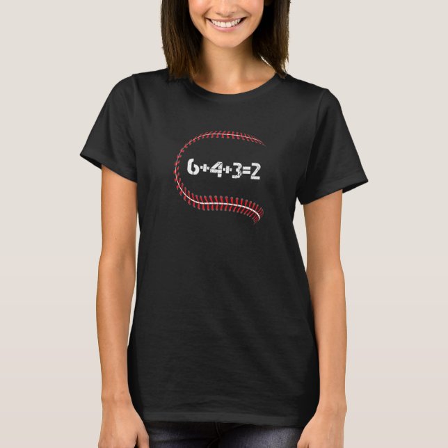 T-shirt 6+4+32 Double Play Baseball Joueur Citation de bas (Devant)