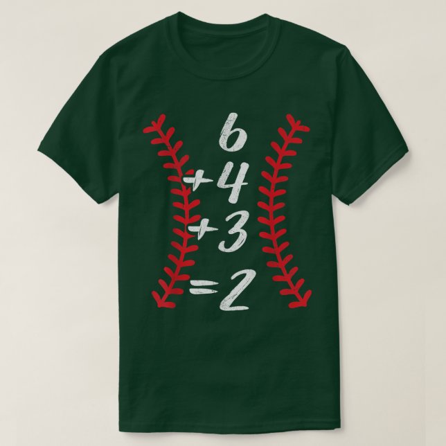T-shirt 6+4+3 2 Dents De Baseball Drôle Double Jouer Math  (Design devant)