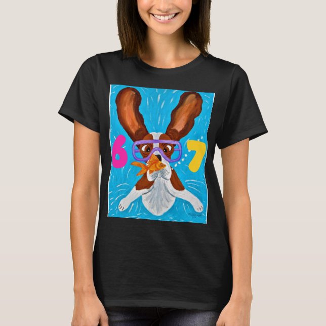 T-shirt 6 7 Basset Hound Underwater with fish shirt (Devant)