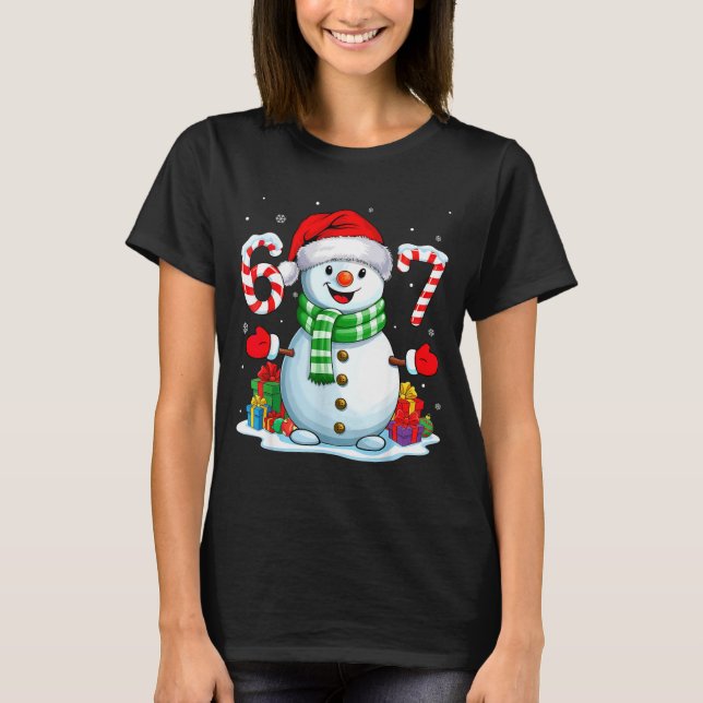T-shirt 6 7 Meme Christmas Funny Snowman Six Seven 67 Men  (Devant)
