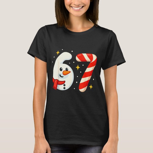 T-shirt 6 7 Meme Christmas Shirt 67 Six Seven Snowman Boy  (Devant)