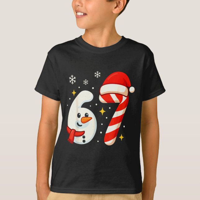T-shirt 6 7 Meme Christmas Shirt 67 Six Seven Snowman Boy  (Devant)