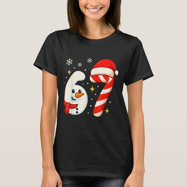T-shirt 6 7 Meme Christmas Shirt 67 Six Seven Snowman Boy  (Devant)