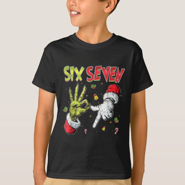T-shirt 6 7 Six Seven Main Génération Z Alpha Meme Argot N (Devant)