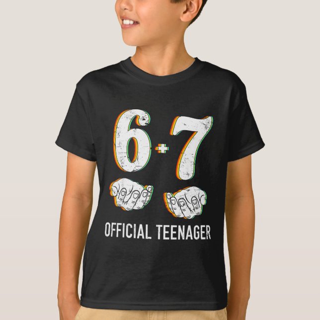 T-shirt 6+7 Year Old Boys Girls Teenager 13th Birthday Fun (Devant)