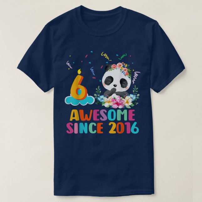 T-shirt 6 Ancien Panda Unicorn Awesome depuis 2016 6th Bi (Design devant)