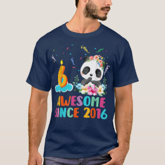 T-shirt 6 Ancien Panda Unicorn Awesome depuis 2016 6th Bi