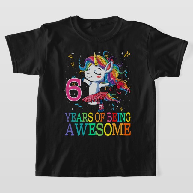 T-shirt 6 Anniversaire Dabbing Unicorn Party Cadeau 6 ans  (Poser)