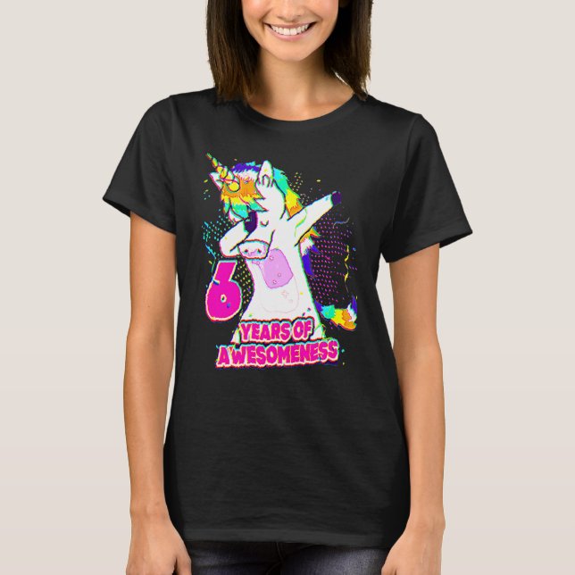 T-shirt 6 Anniversaire tenue Dabbing Unicorne 6 Année Awes (Devant)