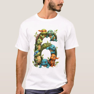 T-shirt 6 Anniversaire Tortue de mer Tortue Thème Party 6