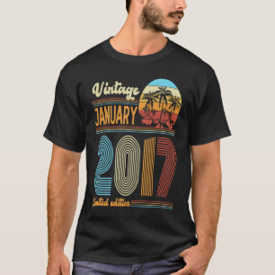 T-shirt 6 Anniversaire Vintage Janvier 2017 Filles B