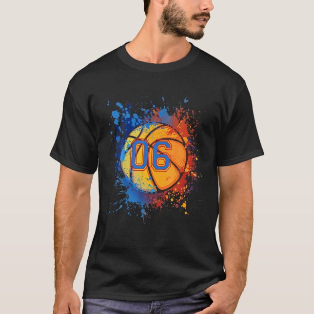 T-shirt 6 Ans 6e Anniversaire Basketball Cadeau Pour Garço (Devant)