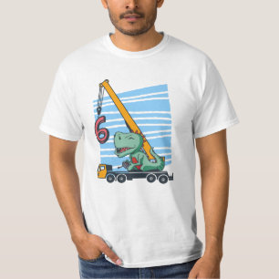 T-shirt 6 ans 6e anniversaire grue mobile Dinosaur