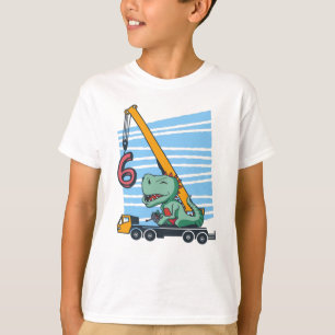 T-shirt 6 ans 6e anniversaire grue mobile Dinosaur