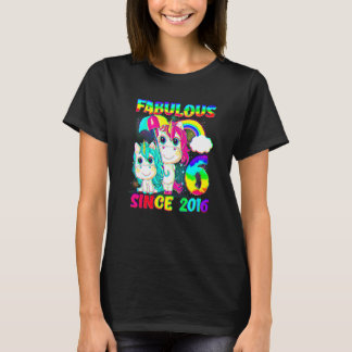 T-shirt 6 Ans 6e Anniversaire Unicorn Girl Fabulous Sin