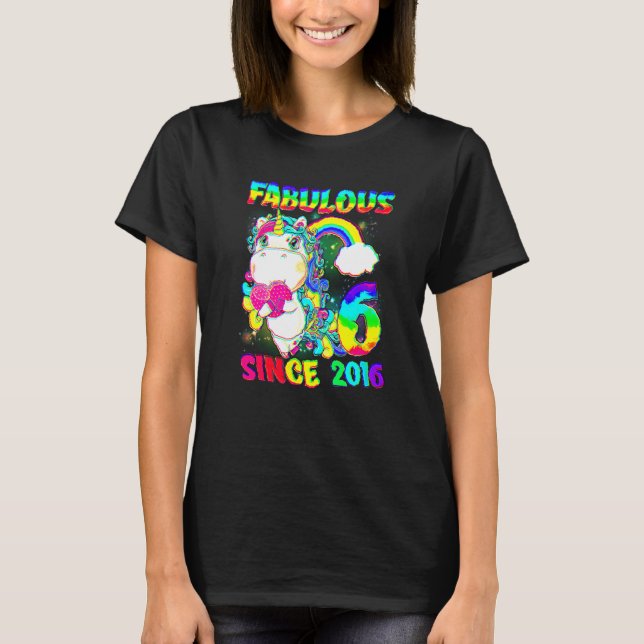 T-shirt 6 Ans 6e Anniversaire Unicorn Girl Fabulous Sin (Devant)