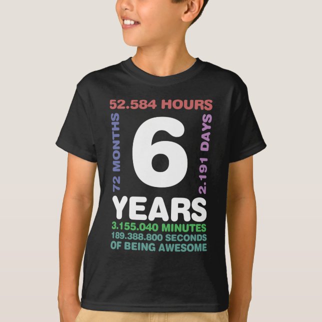 T-shirt 6 Ans 72 Mois Anniversaire (Devant)