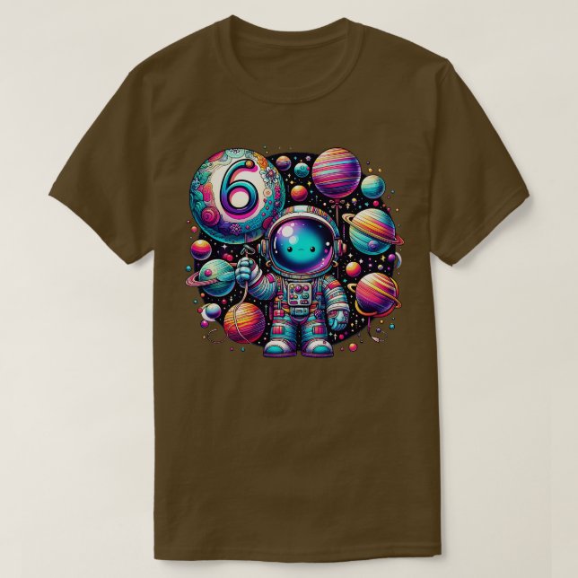 T-shirt 6 ans Anniversaire Cadeaux de garçon Astronaut 6e  (Design devant)
