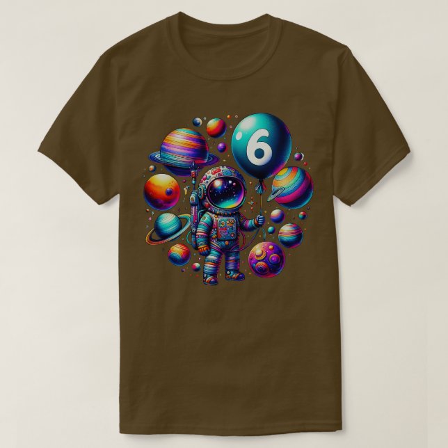 T-shirt 6 ans Anniversaire Cadeaux de garçon Astronaut 6e  (Design devant)