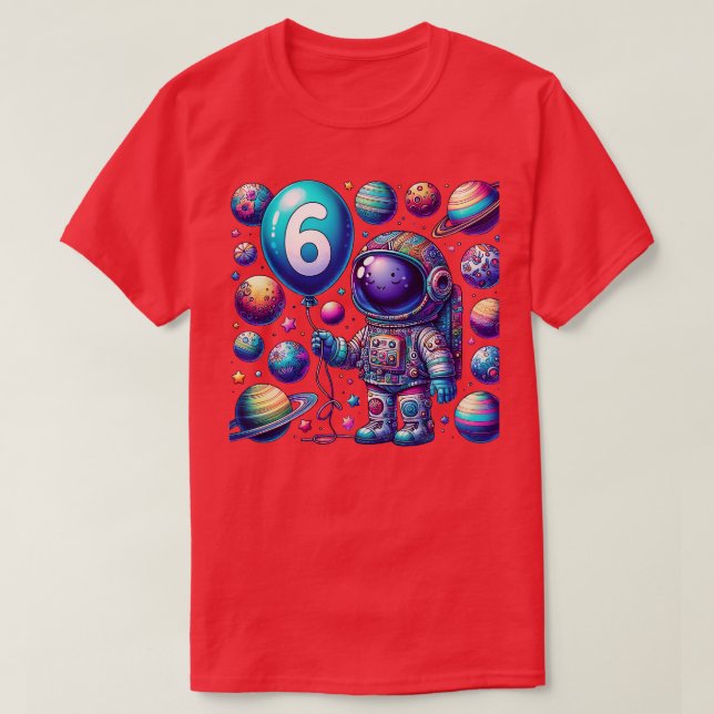 T-shirt 6 ans Anniversaire Cadeaux de garçon Astronaut 6e  (Design devant)