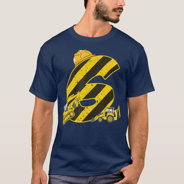 T-shirt 6 ans Anniversaire Cadeaux de garçon Construction  (Devant)