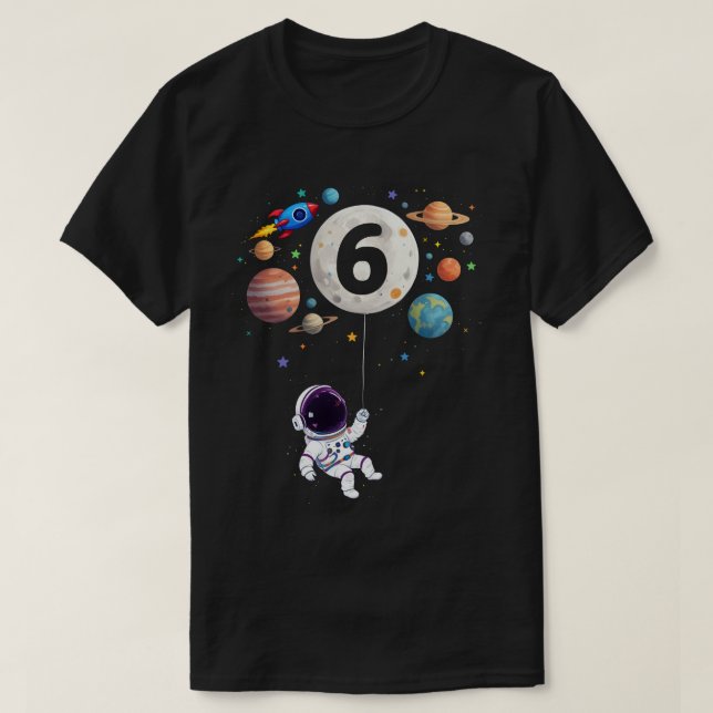 T-shirt 6 ans Anniversaire Planètes Astronaut 6e Anniversa (Design devant)