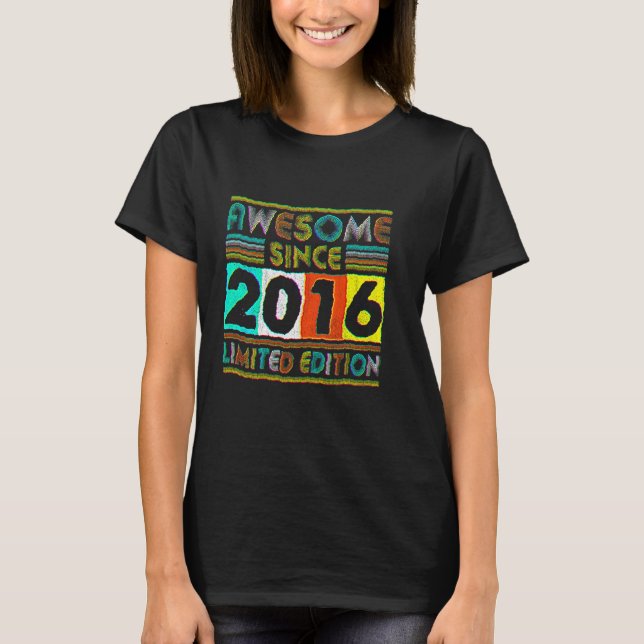 T-shirt 6 Ans Awesome depuis 2016 6e Anniversaire Rétro (Devant)