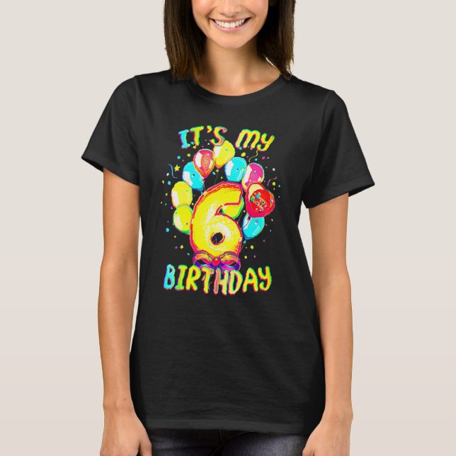 T-shirt 6 Ans C'est mon 6e anniversaire Filles en ballons  (Devant)