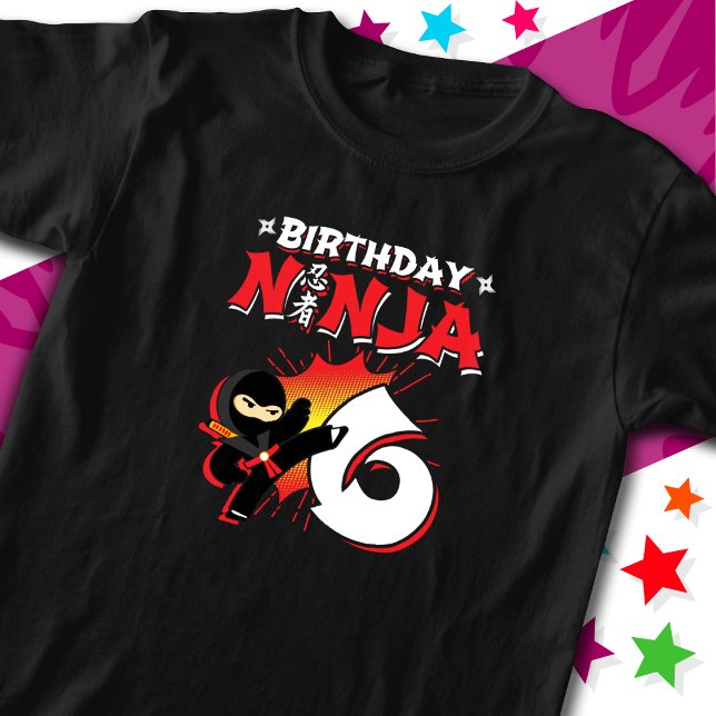 T-shirt 6 Ans de la bande dessinée Style Ninja 6e annivers (Créateur téléchargé)