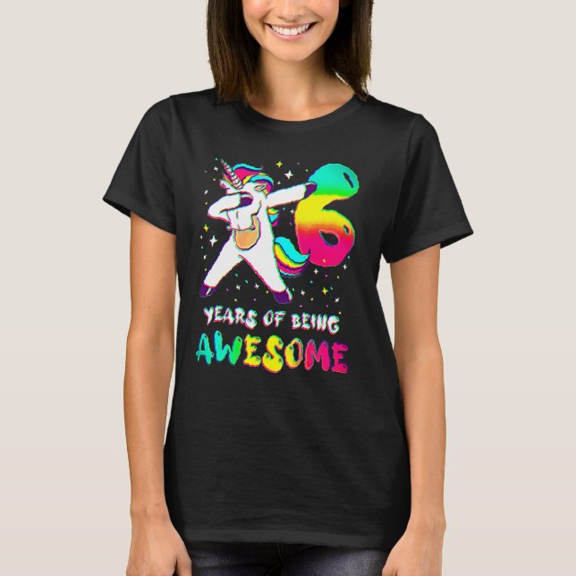 T-shirt 6 Ans fille Unicorn Dabbing 6e anniversaire Clas (Devant)