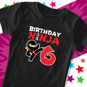 T-Shirt 6 ans Karate Ninja Party Enfants 6e anniversaire