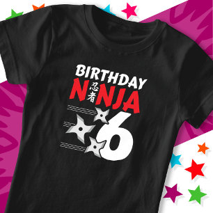 T-Shirt 6 Ans Ninja Party Stars Enfants 6e anniversaire