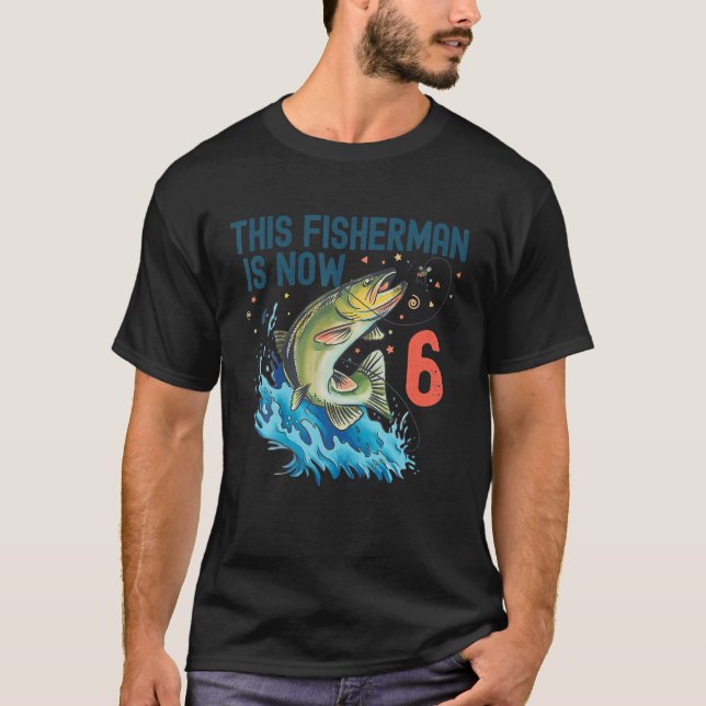T-shirt 6 ans Pêche Anniversaire 6e basse Poisson Enfants  (Devant)
