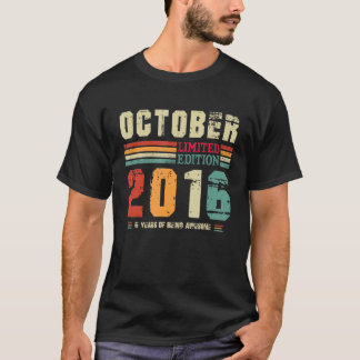 T-shirt 6 Ans Rétro Anniversaire Magnifique Depuis Octobre
