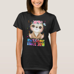 T-shirt 6 Ans Sloth Awesome depuis 2016 6e anniversaire