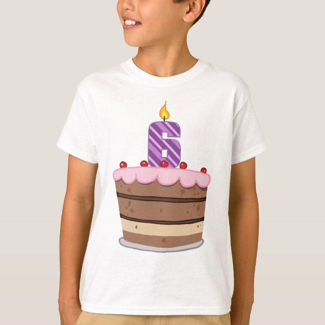 T-shirt 6 ans sur le gâteau d'anniversaire (Devant)